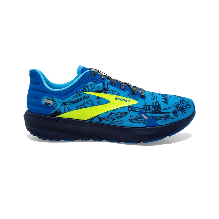 Brooks Launch 9 Lightweight-Cushioned Men's Road Running Shoes - Nautical Blue/Nightlife/Peacoat (02